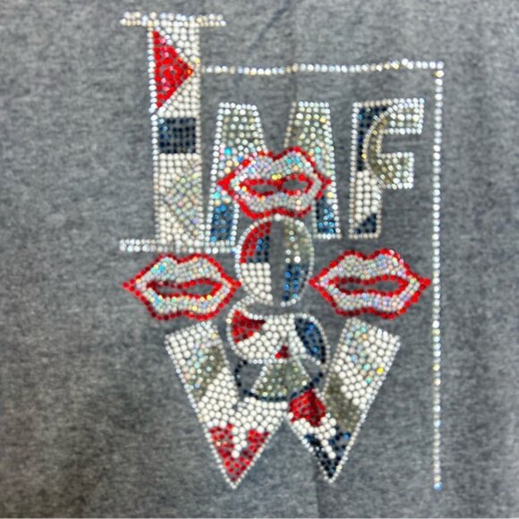 Love Moschino Crystal Design Short Sleeve Tee Shirt Grey - Picture 2 of 6